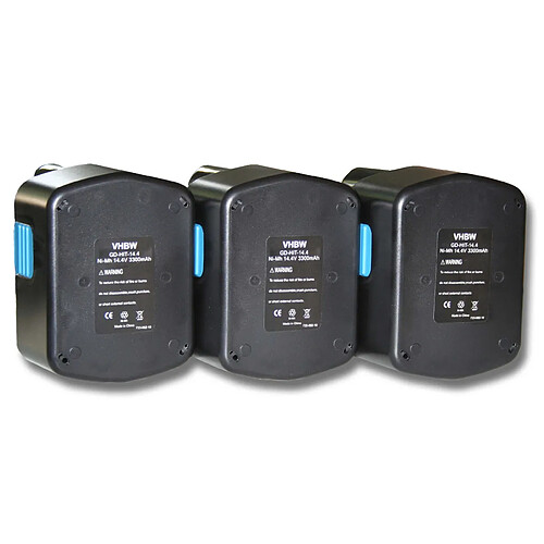 3x Batterie Ni-MH 3300mAh (14.4V) vhbw pour outils WH 14DMR, WH 14DSL, WR 14DH, WR 14DL comme Hitachi 315128, 315129, 315130, 319104, 319933.