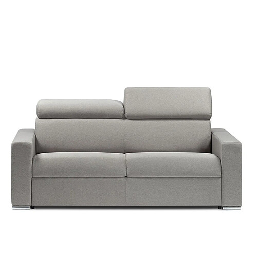 Inside 75 Canapé convertible EXPRESS DARWIN têtières réglables couchage 140cm matelas 16cm tissu tweed gris clair