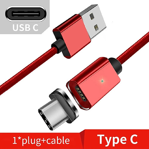 Wewoo Câble magnétique pour charge rapide et transmission de données smartphone 2 PCS ESSAGERcâble rouge de type C 2 m