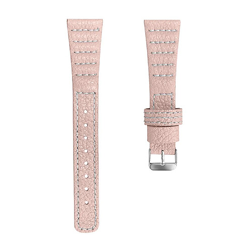 Bracelet en cuir véritable lignes de couture ondulées, rose pour votre Huami Amazfit Bip 1S/GTR 42mm/GTS/Bip Lite