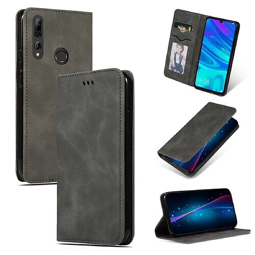 Wewoo Housse Coque Étui en cuir à rabat horizontal magnétique rétro Skin Feel Business pour Huawei P Smart 2019 et P Plus 2019 et Mate 30 Lite gris foncé