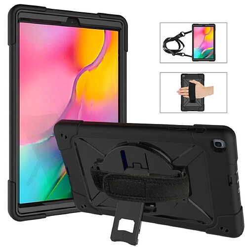 Wewoo Housse Coque Pour Galaxy Tab A 10.1 2019 T510 Silicone de couleur contrastée + PC Combinaison avec support Noir