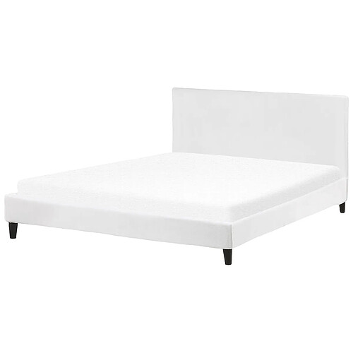 Beliani Lit double en velours blanc 180 x 200 cm FITOU