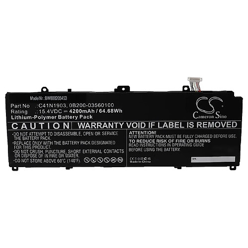 vhbw Batterie compatible avec Asus ExpertBook B9450FA-BM0252R, B9450FA-BM0194R ordinateur portable (4200mAh, 15,4V, Li-polymère)