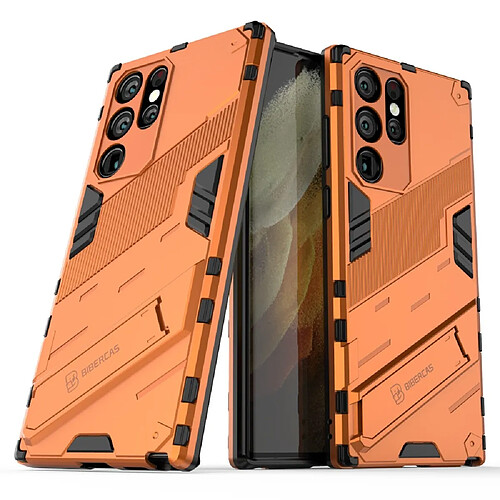 Coque en TPU antichoc avec béquille orange pour votre Samsung Galaxy S22 Ultra 5G