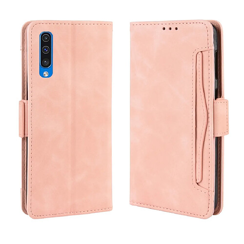 Wewoo Housse Coque Etui en cuir de modèle de portefeuille style skin feel pour Galaxy A50 / A50savec fente carte séparée rose