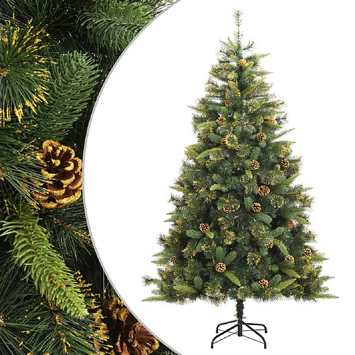 vidaXL Sapin de Noël artificiel articulé avec pommes de pin 180 cm