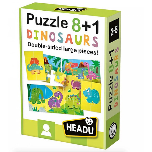 HEADU Puzzle recto verso 8+1 Dinosaures