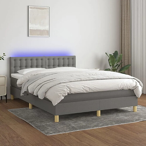 Sommier à lattes,Cadre à lattes de lit et matelas et LED pour Adulte Gris foncé 140x190 cm -MN74617