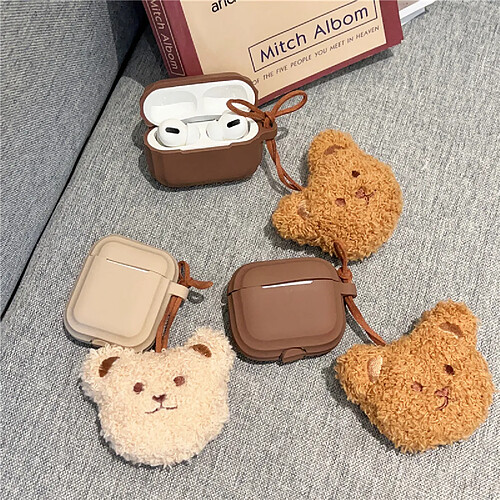 GUPBOO Airpods Coque Housse Étui Protecteur Compatible pour AirPods 3-pendentif ours en peluche couleur unie pour femme