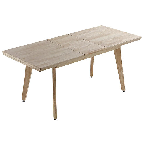 Pegane Table à manger rectangulaire extensible en bois de chêne naturel - Longueur 140-180 x Profondeur 80 x Hauteur 76 cm