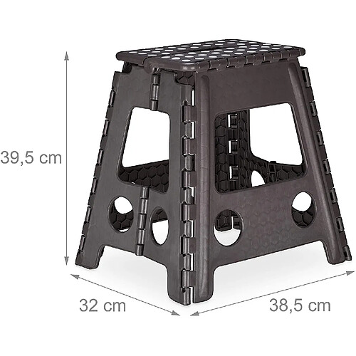 Helloshop26 Tabouret pliable transportable XL 120 kg noir 13_0002801