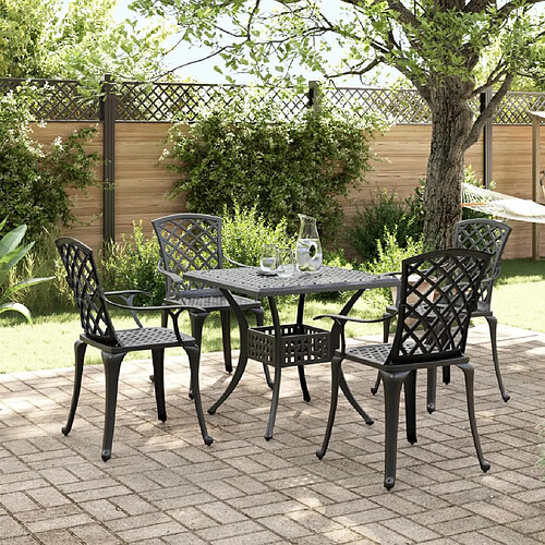 vidaXL Ensemble à manger de jardin 5 pcs noir aluminium coulé