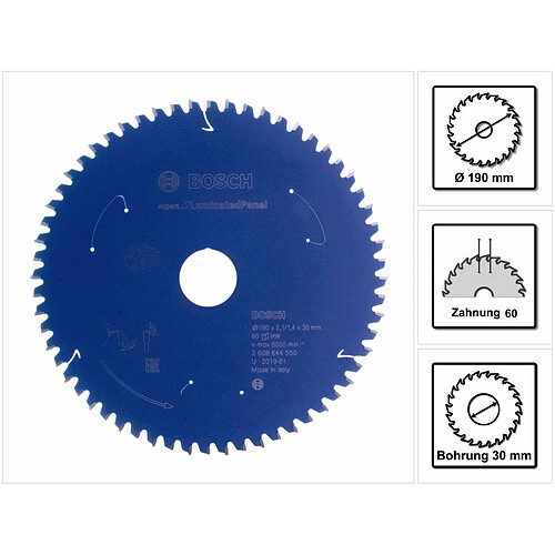 Bosch Lame de scie circulaire Expert for Laminated Panel 190 x 1,4 x 30 mm - 60 dents pour Laminat ( 2608644550 )