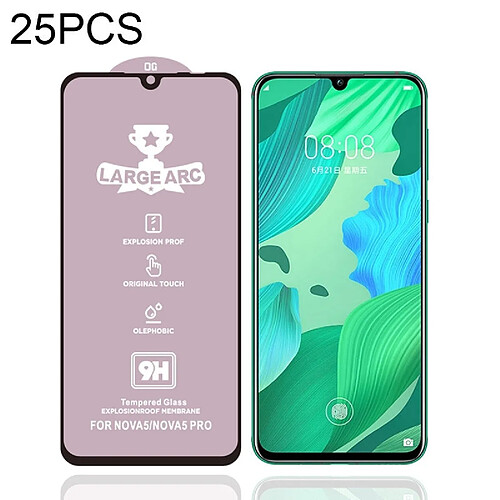 Wewoo Film de verre trempé Pour Huawei nova 5 25 PCS 9H HD de plein écran à haute alumine