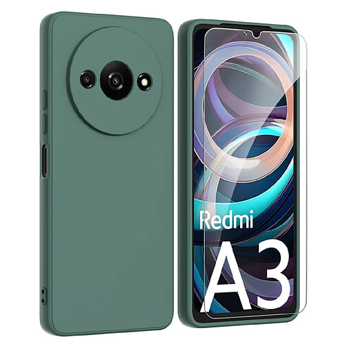 Htdmobiles Coque pour Xiaomi Redmi A3 / Poco C61 4G - housse etui silicone gel fine + verre trempe - VERT