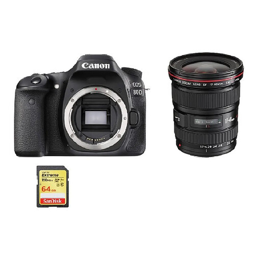 CANON EOS 80D + EF 17-40mm F4L USM + 64GB SD card