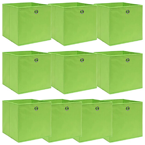 Maison Chic Lot de 10 Boîtes de rangement,Boîtes de stockage Vert 32x32x32 cm Tissu -MN894486