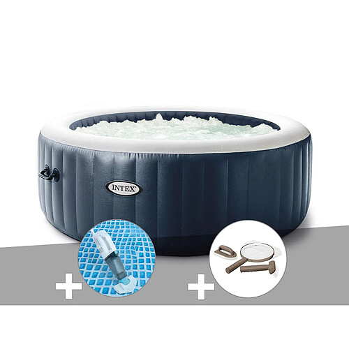 Kit spa gonflable Intex PureSpa Blue Navy rond Bulles 4 places + Kit d'entretien + Aspirateur