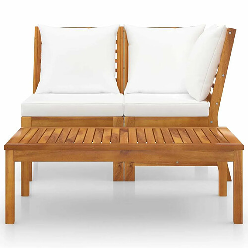 Maison Chic Salon de jardin 3 pcs - Table et chaises d'extérieur - Mobilier/Meubles de jardin Moderne avec coussin crème Bois d'acacia solide -MN97863