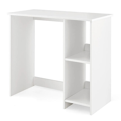 Helloshop26 Bureau d'ordinateur table de travail pour petit espace avec 2 compartiments bureau informatique 40 x 80 x 74 cm blanc 20_0007990