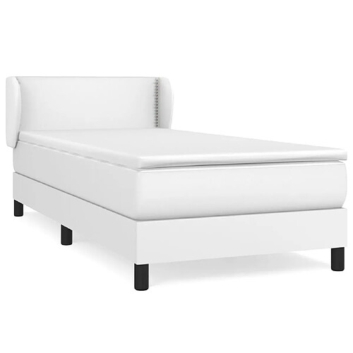 Maison Chic Structures de lit + matelas,Lit à sommier tapissier avec matelas Blanc 90x200 cm Similicuir -MN35079