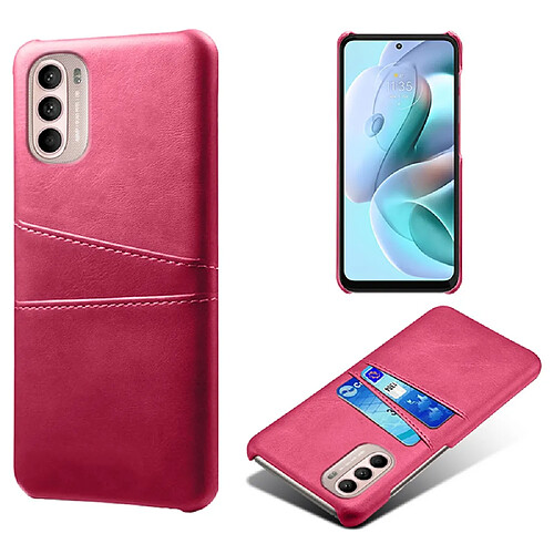 Coque en TPU + PU KSQ avec porte-cartes rose pour votre Motorola Moto G41/G31