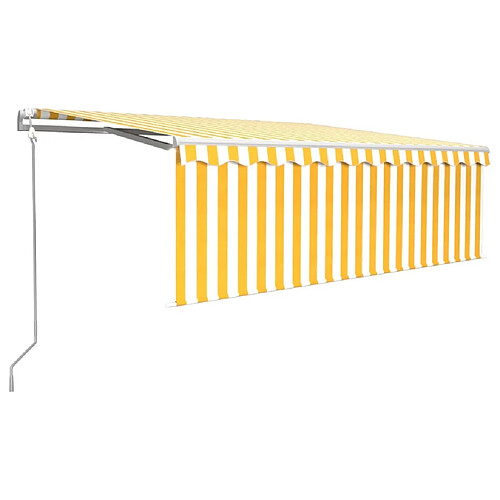 Maison Chic Auvent automatique de porte rétractable,Store banne,Marquise Brise-soleil avec store 4x3 m Jaune et blanc -GKD74359