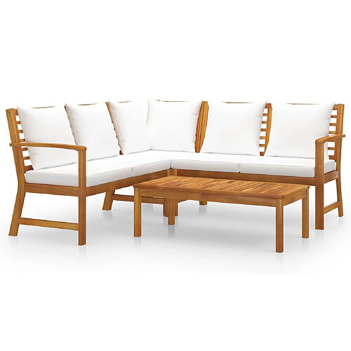 Maison Chic Salon de jardin 4 pcs - Table et chaises d'extérieur - Mobilier/Meubles de jardin Moderne avec coussin Crème Bois d'acacia solide -MN19427