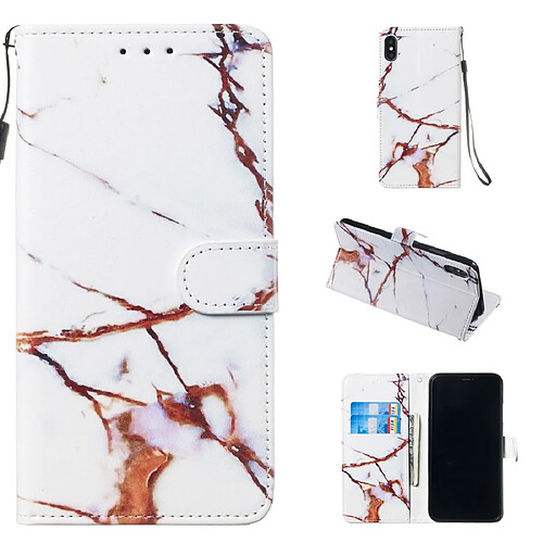 Wewoo Coque Fashion Étui de protection en cuir pour iPhone XS Max marbre blanc doré