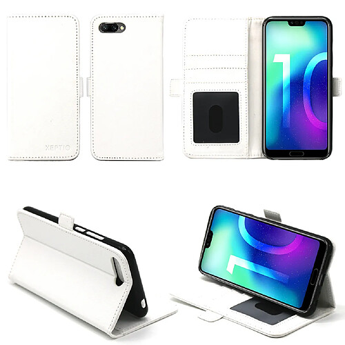 Housse Huawei Honor 10 protection Portefeuille luxe blanche Style Cuir avec stand - Etui blanc coque pour Honor 10 avec porte cartes - Accessoires pochette case XEPTIO