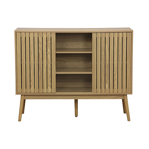 Pegane Buffet, meuble d'entrée coloris naturel, pieds en bois - Longueur 115 x profondeur 40 x hauteur 90 cm