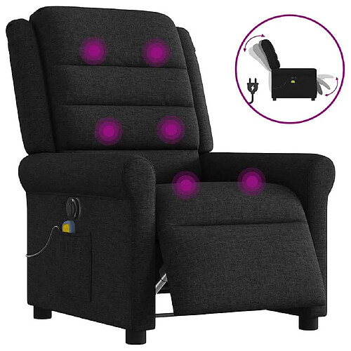 vidaXL Fauteuil de massage inclinable électrique Noir Tissu