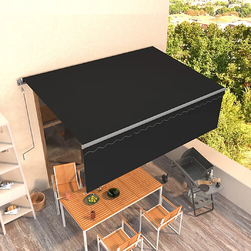 vidaXL Auvent automatique rétractable avec store 4x3 m Anthracite