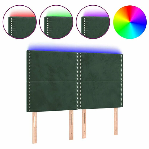 Maison Chic Tête de lit moderne à LED lumineuse pour chambre - Décoration de lit Vert foncé 144x5x118/128 cm Velours -MN71171