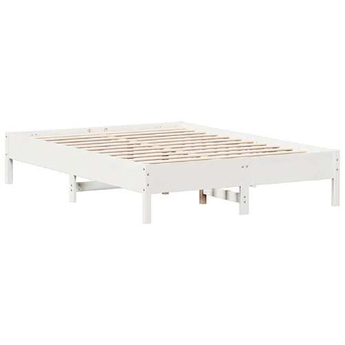 Vidaxl Cadre de lit blanc 150x200 cm bois de pin massif