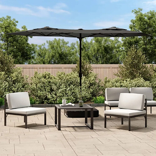 vidaXL Parasol de jardin à double tête avec LED anthracite 316x240 cm