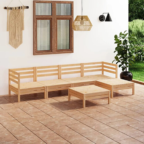 vidaXL Salon de jardin 6 pcs Bois de pin massif