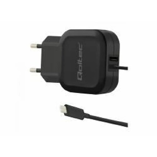 Qoltec 50190 chargeur de téléphones portables Intérieur Noir (Qoltec AC adapter | 17W | 5V | 3.4A | USB+ USB typ C)