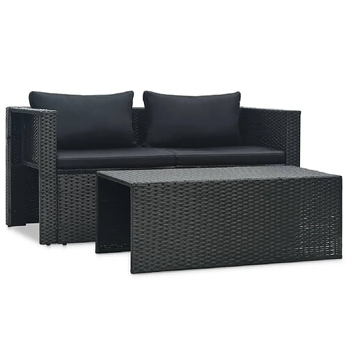 Maison Chic Salon de jardin 6 pcs + coussins - Mobilier/Meubles de jardin - Table et chaises d'extérieur Résine tressée Noir -MN51760