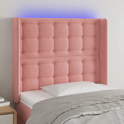 Maison Chic Tête de lit scandinave à LED,meuble de chambre Rose 103x16x118/128 cm Velours -MN26468