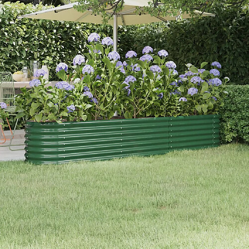 vidaXL Lit surélevé de jardin Acier enduit de poudre 224x40x36 cm Vert