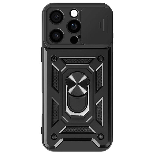 Mayaxess Coque pour iPhone 16 Pro Max Bague Support Cache Caméra Coulissant Noir