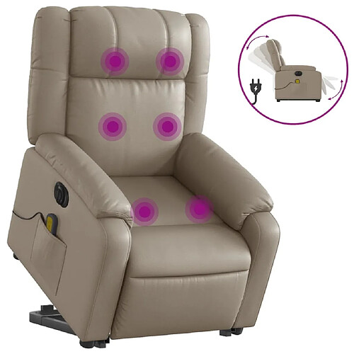 Maison Chic Fauteuil Relax pour salon, Fauteuil inclinable de massage électrique cappuccino similicuir -GKD46495