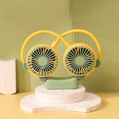 (Jaune) Creative Nouveau Mini Cou Petit Ventilateur Pliable Ventilateur Portable de Sport Chargement Usb