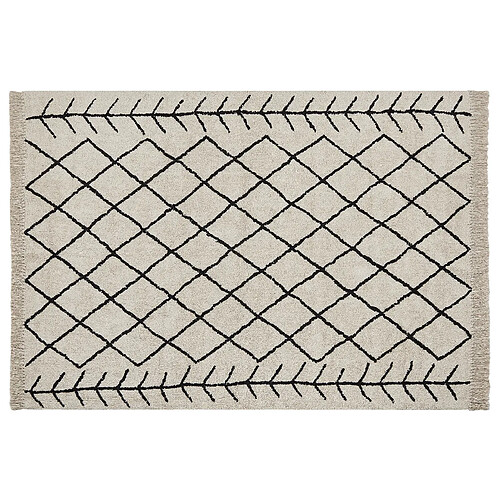 Beliani Tapis en coton beige et noir 160 x 230 cm BOZKIR