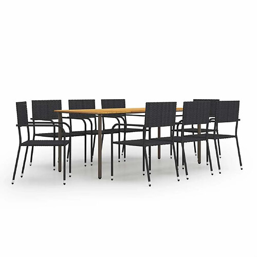 Salle à manger de jardin 9 pcs,Table et chaise à dîner Résine tressée Noir -MN94999