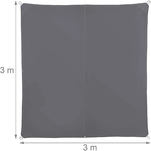 Helloshop26 Voile d'ombrage carré 3 x 3 m gris 13_0002929_2