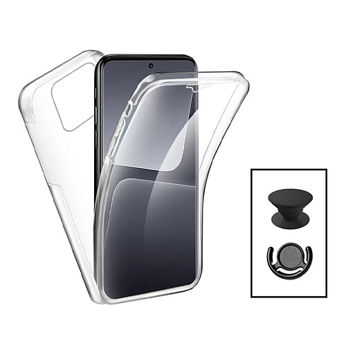 PHONECARE Kit Coque 3x1 360° Impact Protection + 1 GripHolder + 1 Support GripHolder Noir pour Xiaomi 13 Pro - Transparent / Noir