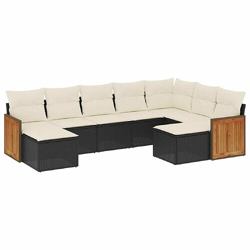 Maison Chic Salon de jardin 9 pcs avec coussins | Ensemble de Table et chaises | Mobilier d'Extérieur noir résine tressée -GKD14197